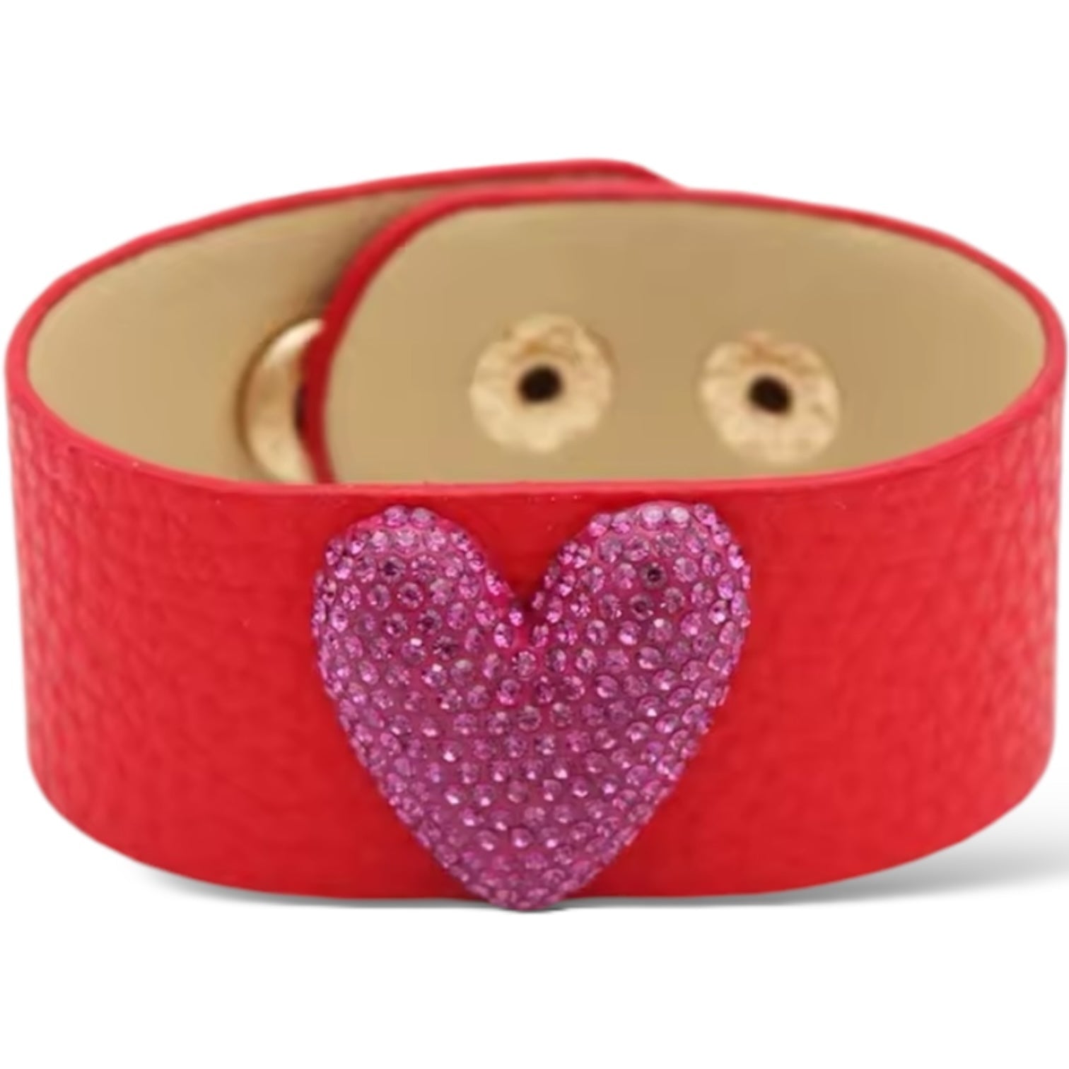 Little L Red Leather Cuff - Bracelet