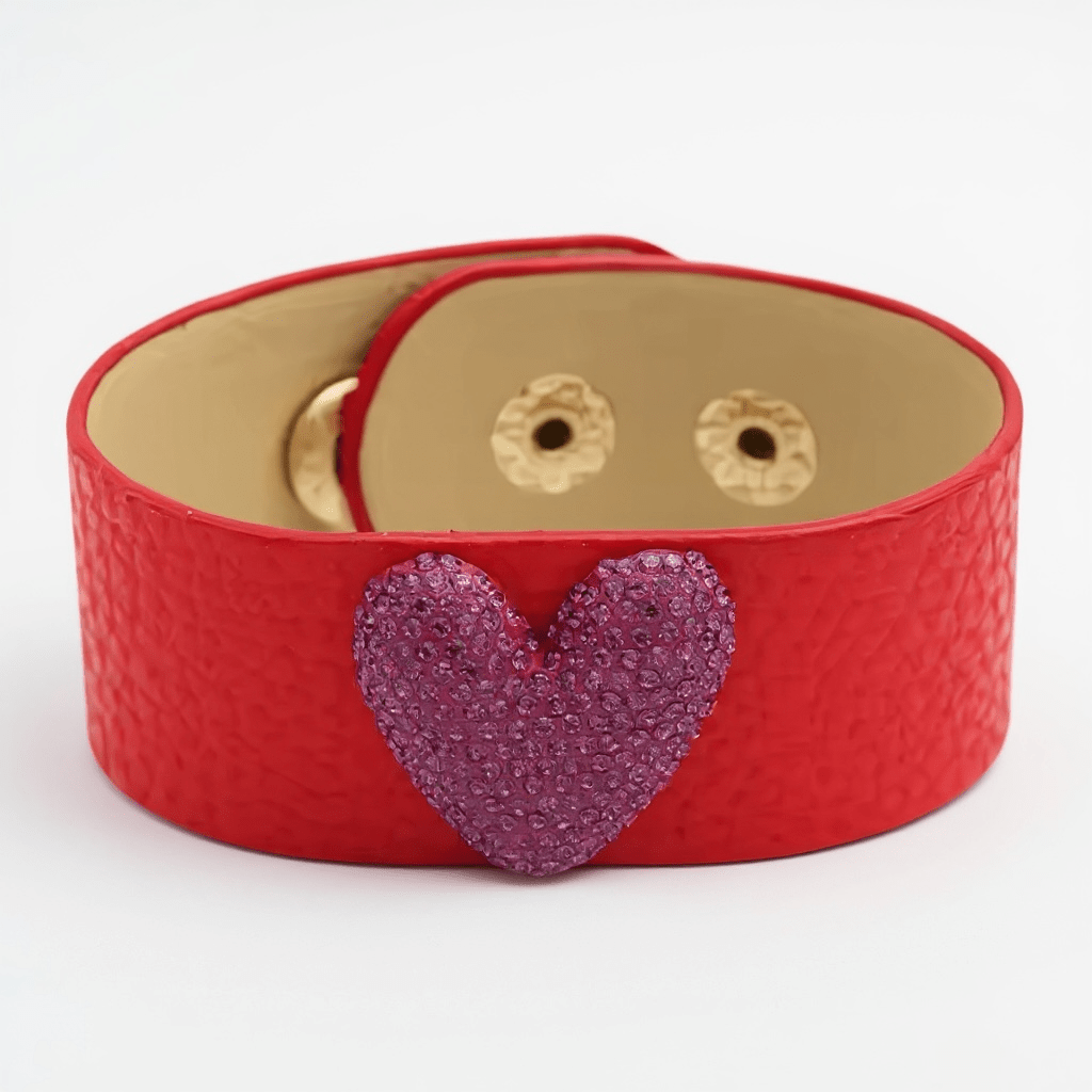 Little L Red Leather Cuff - Bracelet