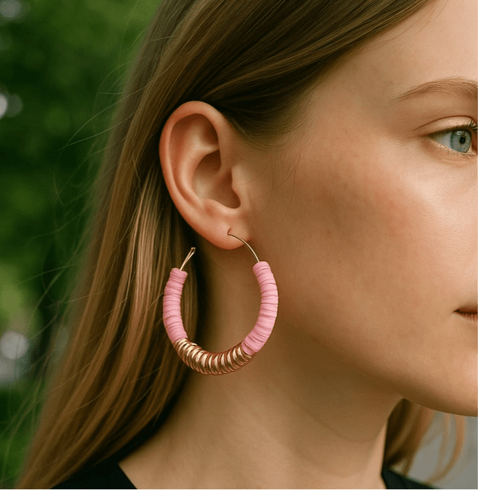 Love Hangover Beaded Hoop Earrings Blush -