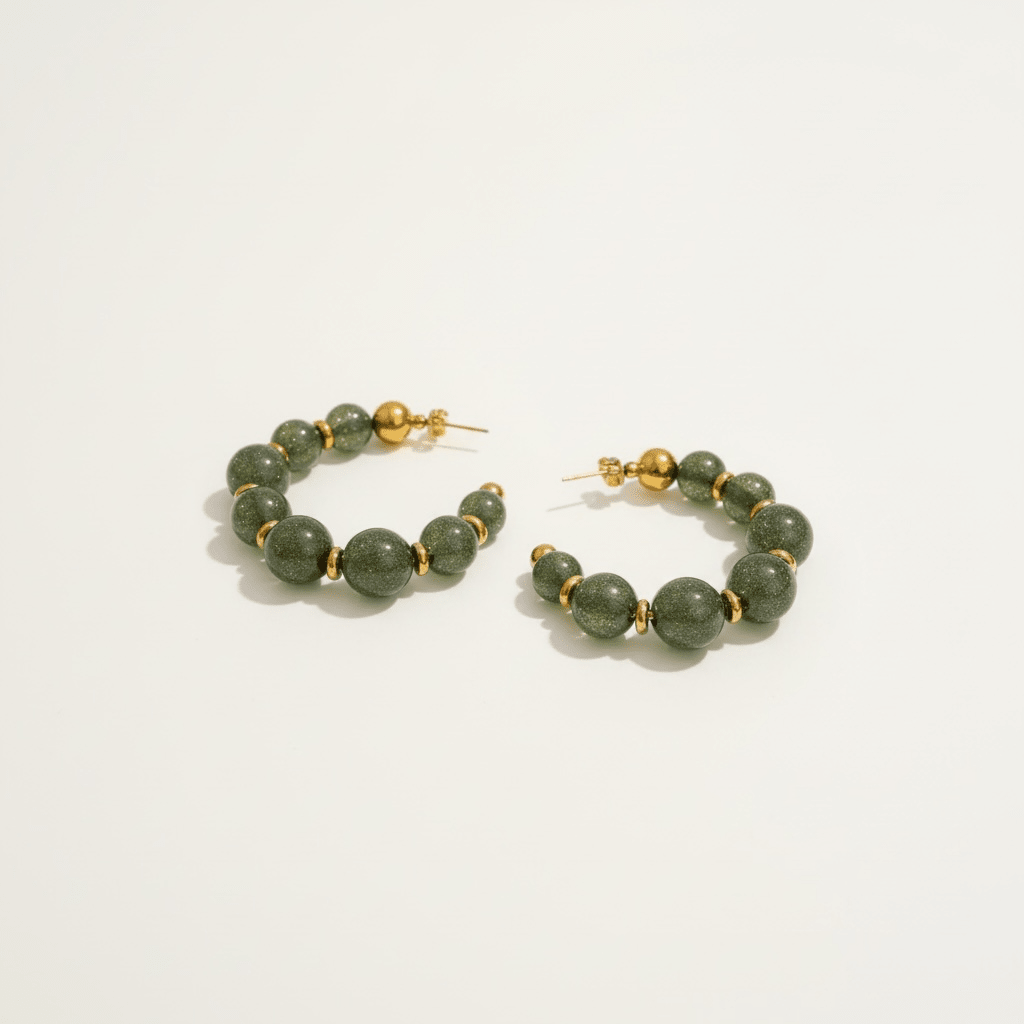 Lucid Resin Hoop Earrings Olive Green - earrings