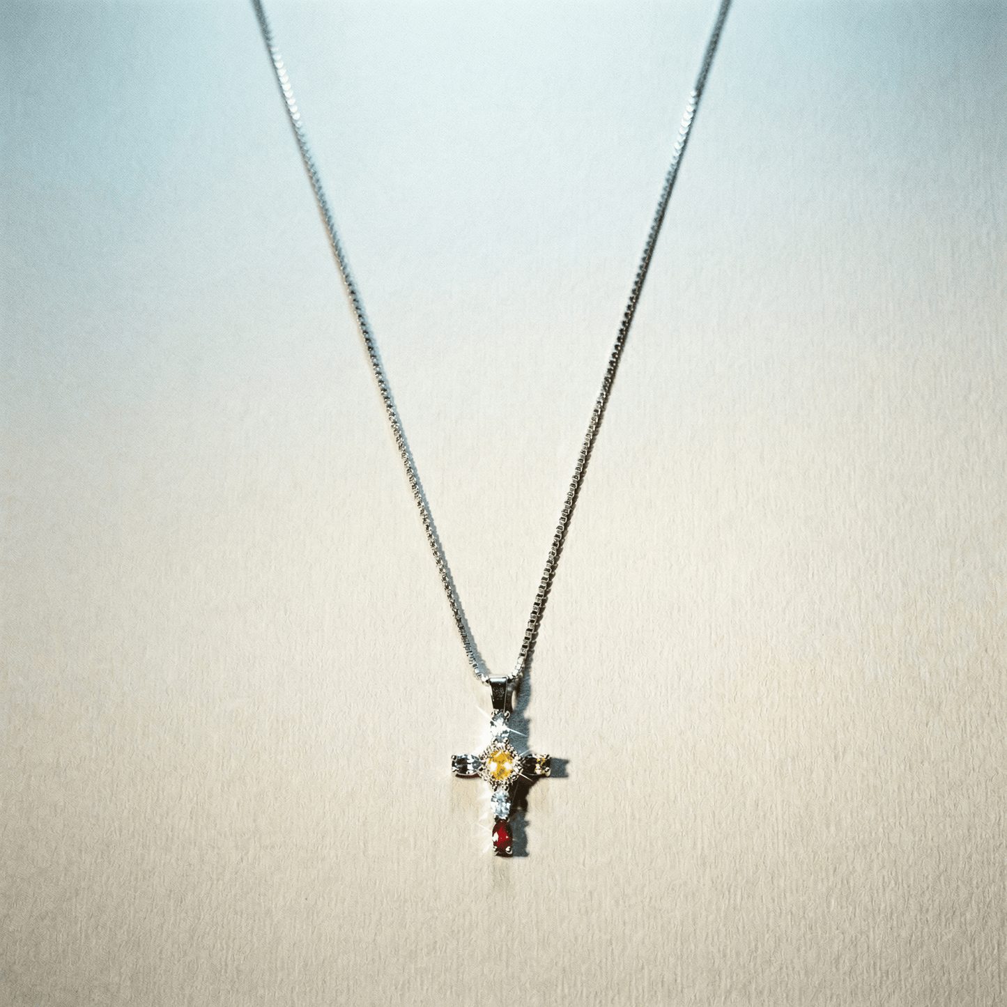 Madonna Encrusted Silver Jewel Necklace -