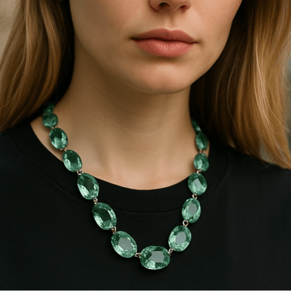 Material Girl Lagoon Rhinestones Statement Necklace - Statement