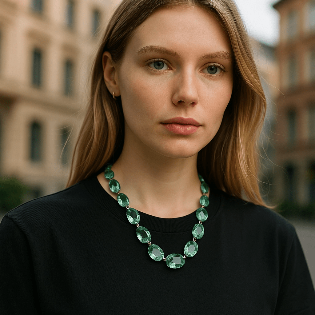 Material Girl Lagoon Rhinestones Statement Necklace - Statement
