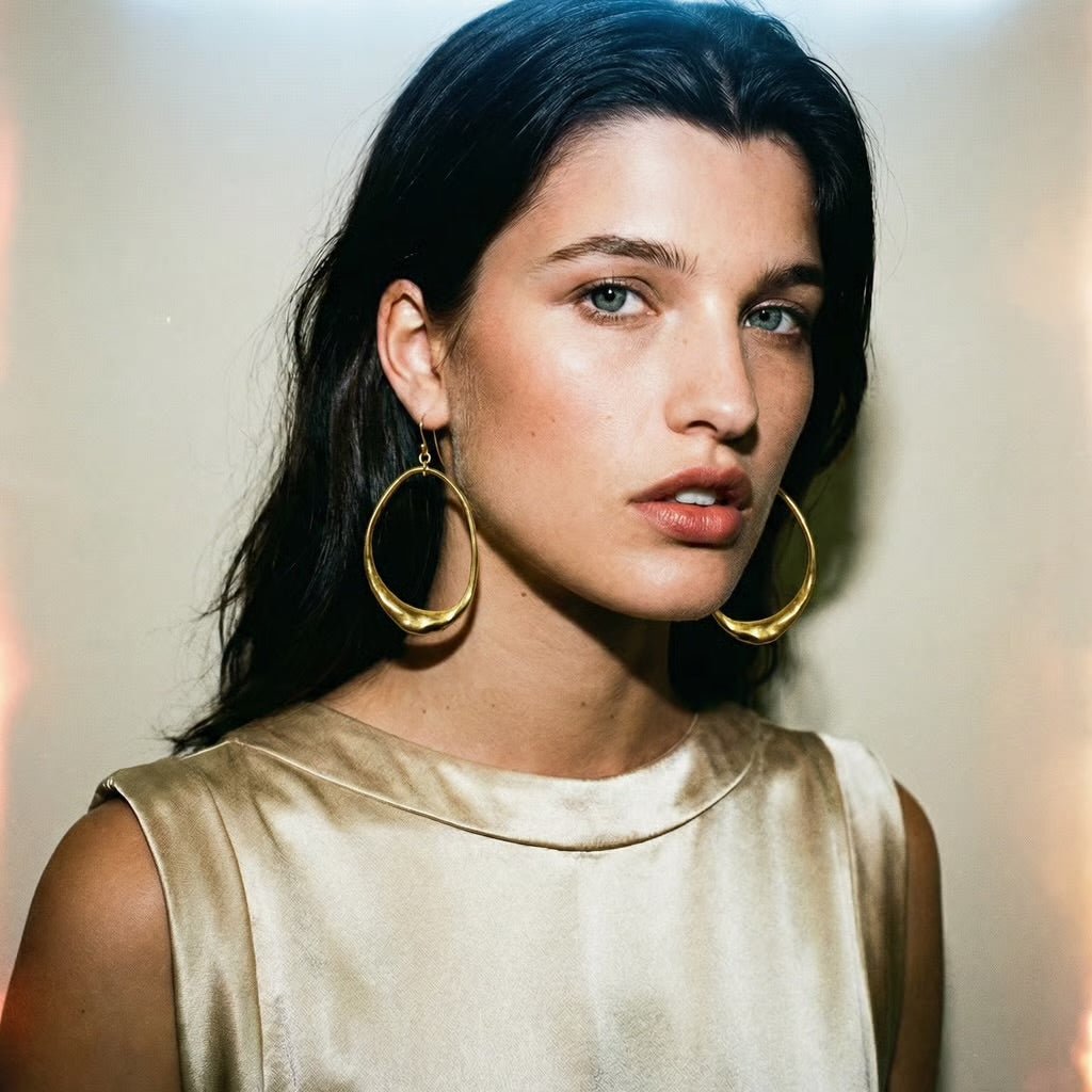 Organic Oval Gold Plated Earrings - earrings