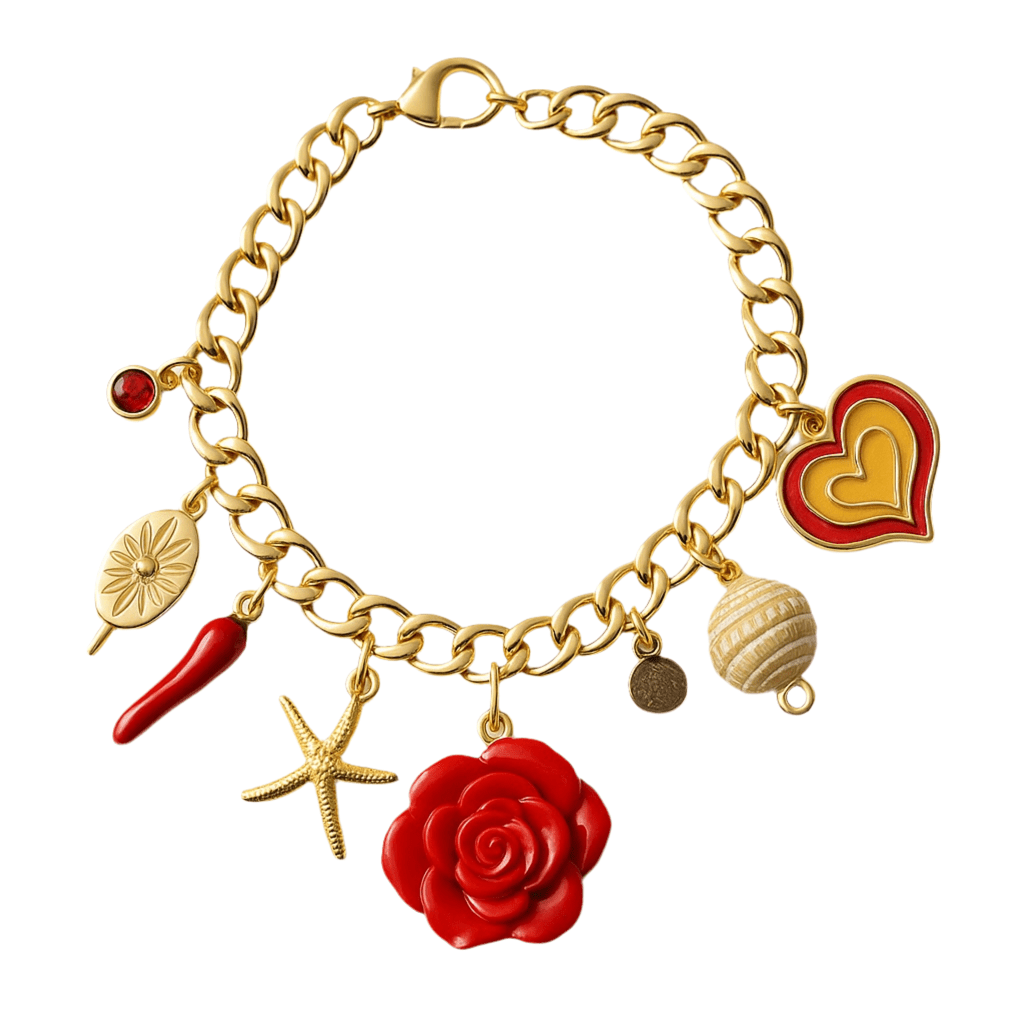 Orna Signature Gold Red Charm Bracelet - Bracelet