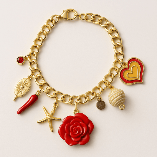 Orna Signature Gold Red Charm Bracelet - Bracelet