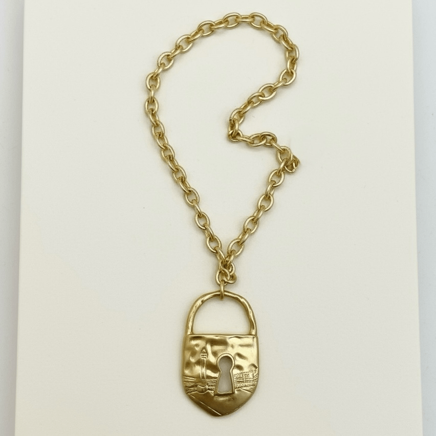 Padlock Gold Plated Statement Necklace - Necklace