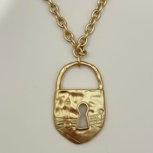 Padlock Gold Plated Statement Necklace - Necklace