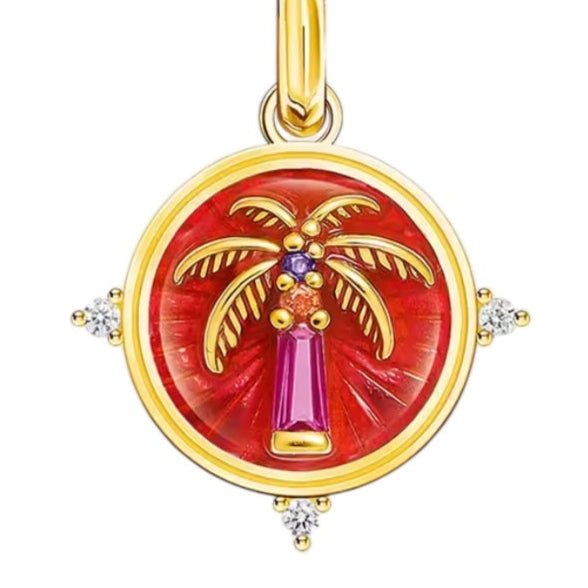 Palm Tree Ruby Red and Gold Tarot Necklace - Necklace