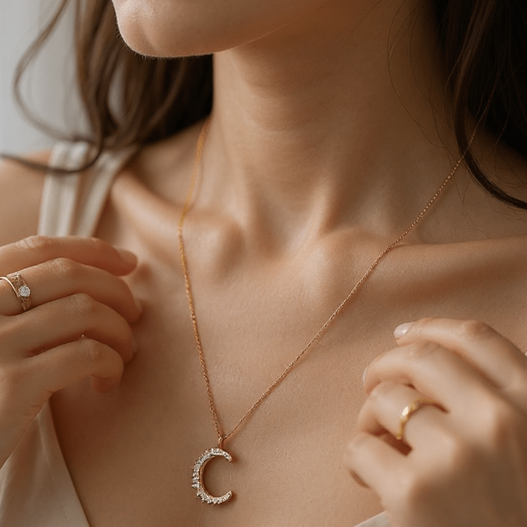 Platinum Moon 18k Gold Necklace -