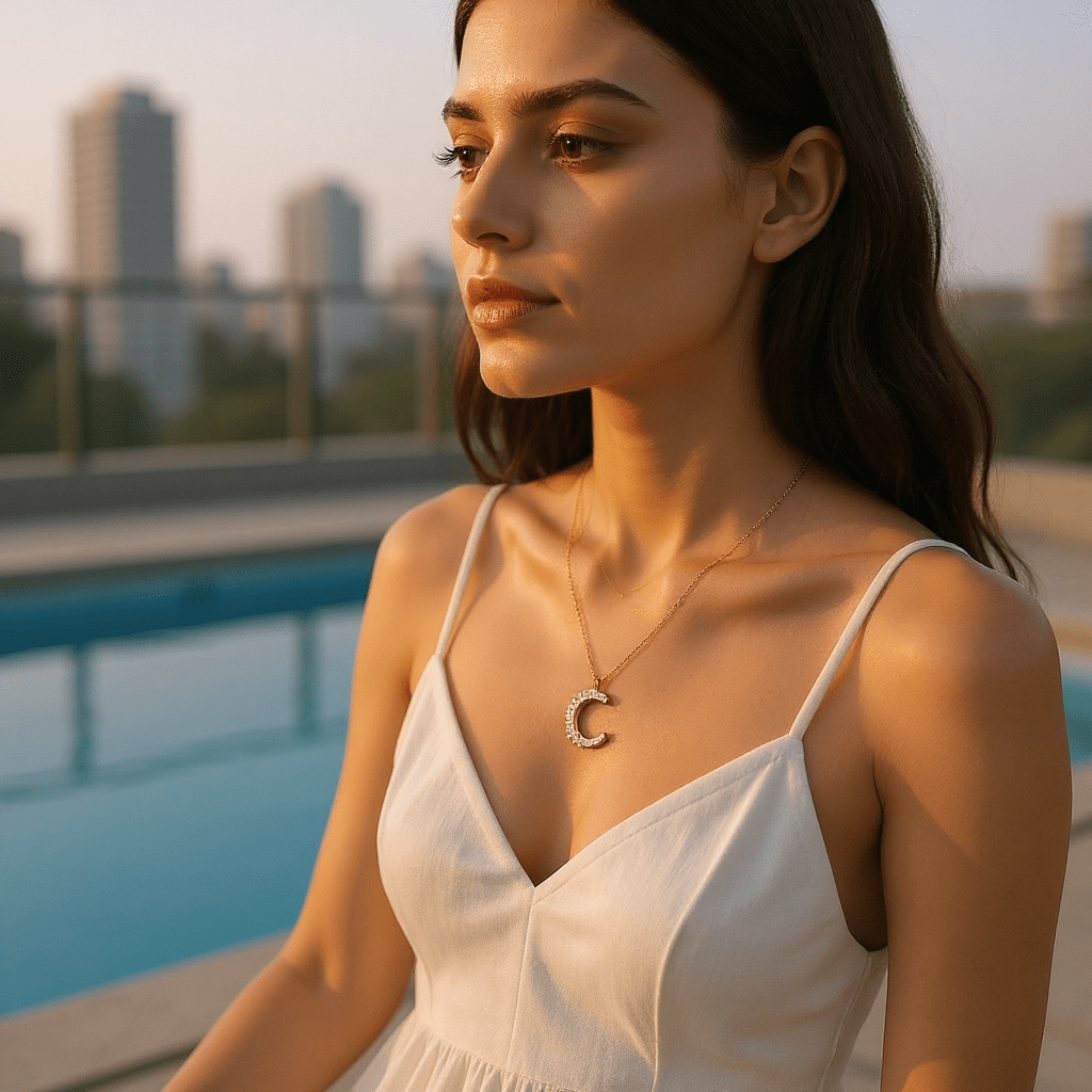 Platinum Moon 18k Gold Necklace -
