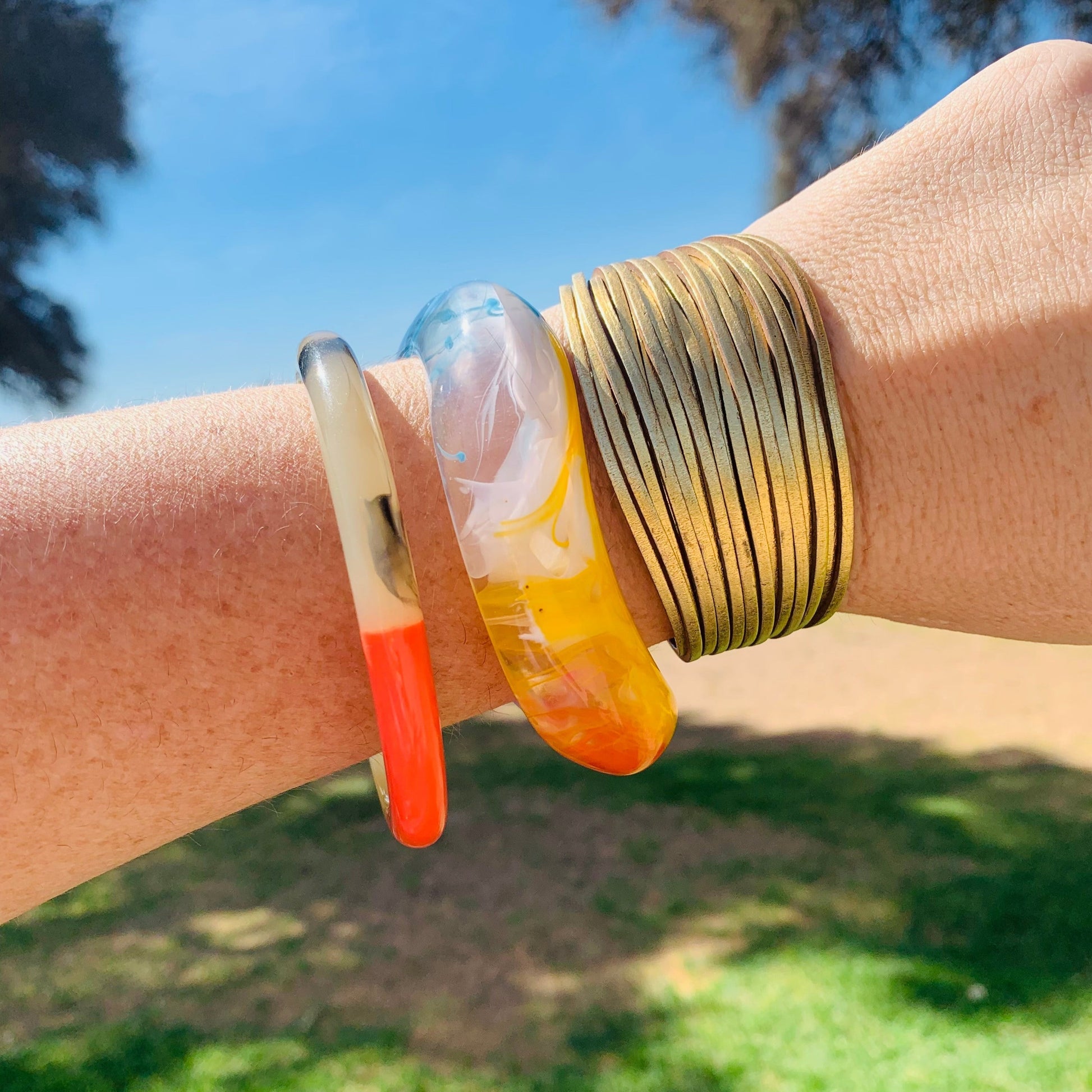 Rainbow Resin Bangle-Bracelet