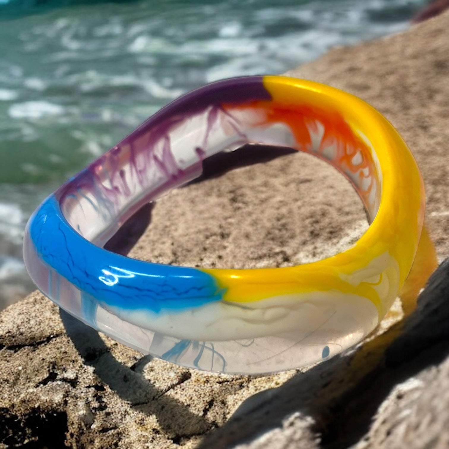 Rainbow Resin Bangle-Bracelet