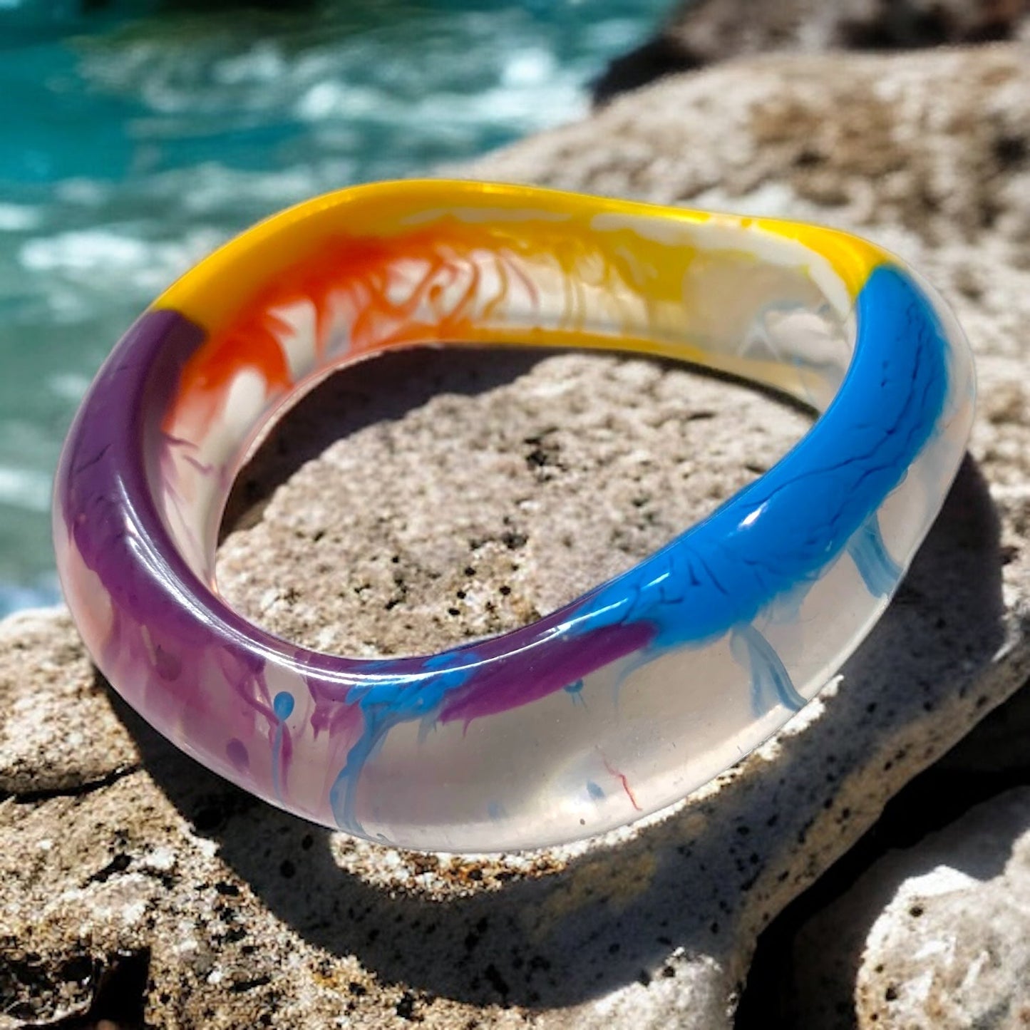Rainbow Resin Bangle-Bracelet