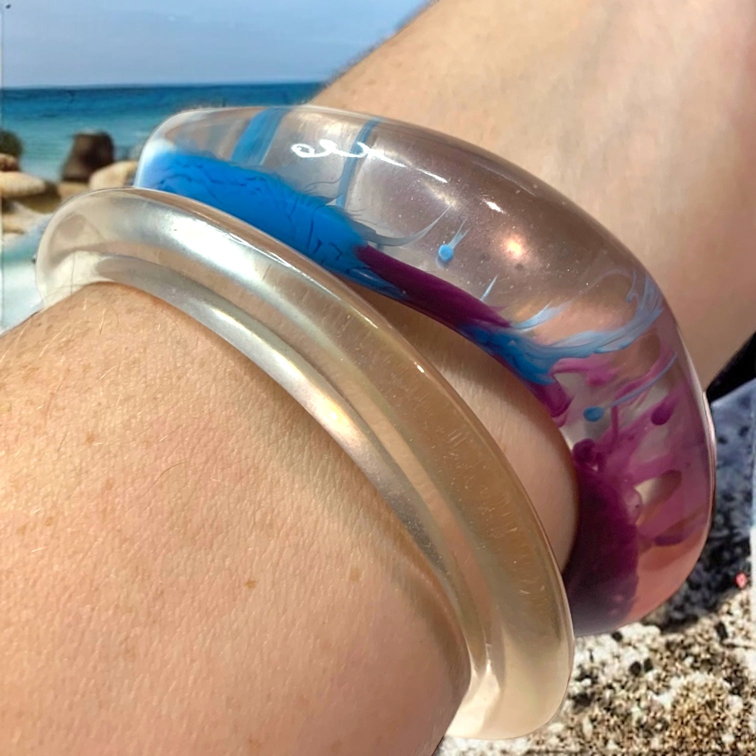 Rainbow Resin Bangle-Bracelet