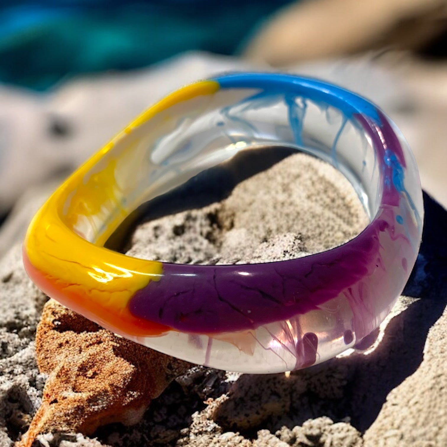 Rainbow Resin Bangle-Bracelet
