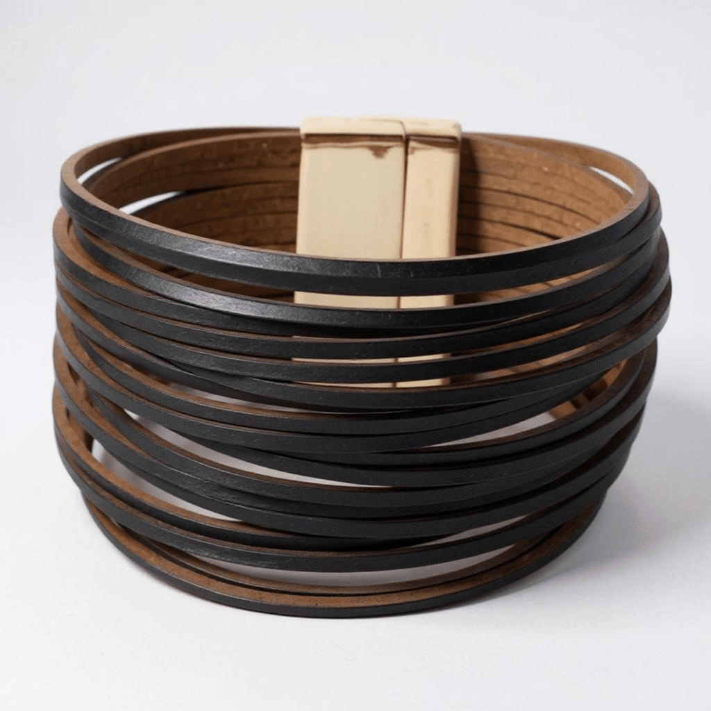 Rebel Rebel Black Leather Cuff PREORDER - Bracelet