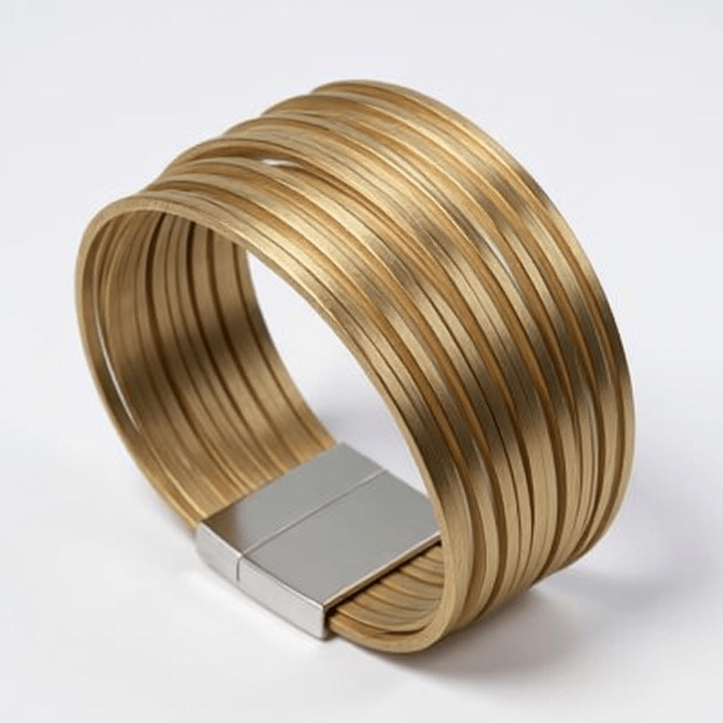 Rebel Rebel Gold Leather Cuff - Bracelet