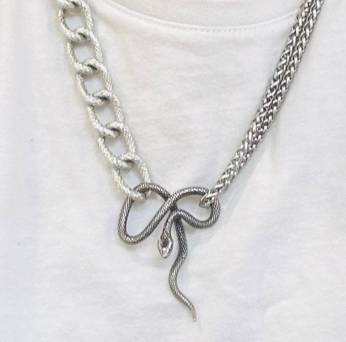 Silver Snake Bespoke Vintage Necklace -