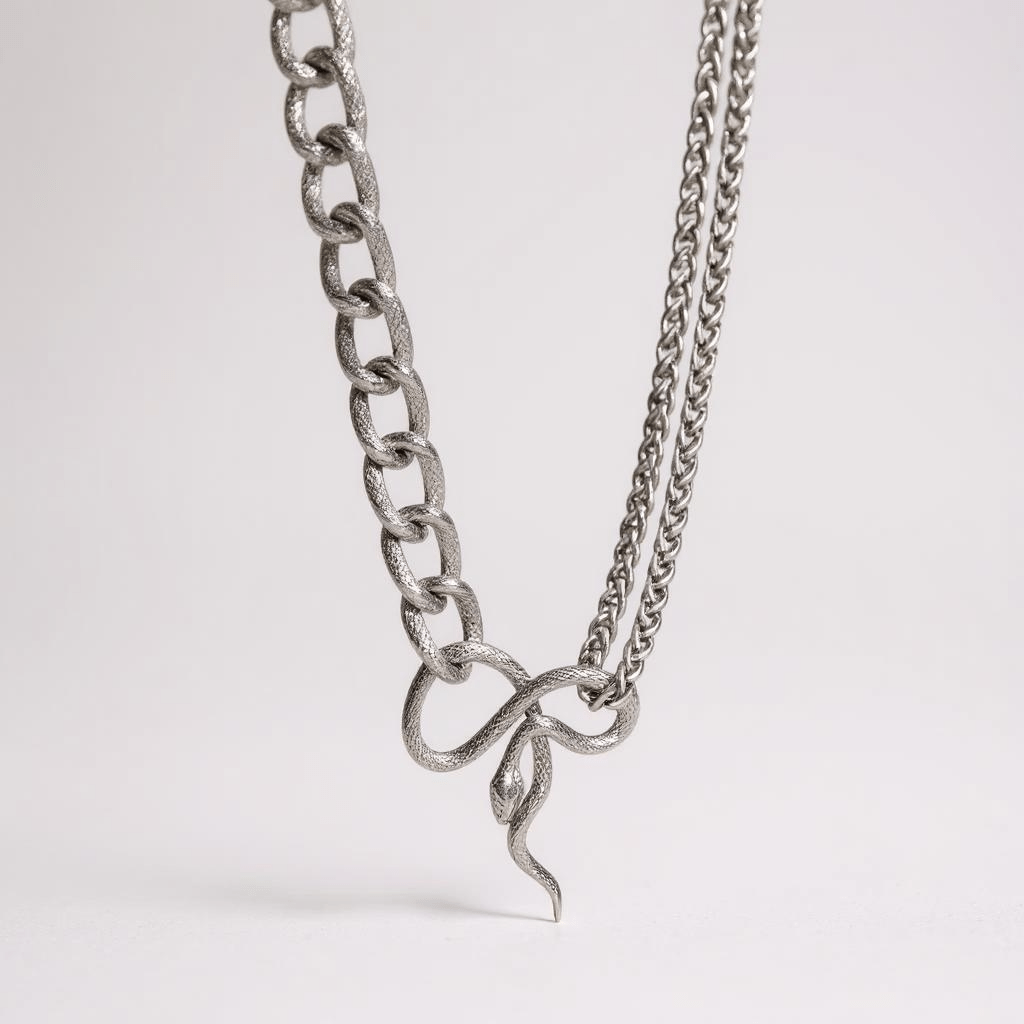 Silver Snake Bespoke Vintage Necklace -