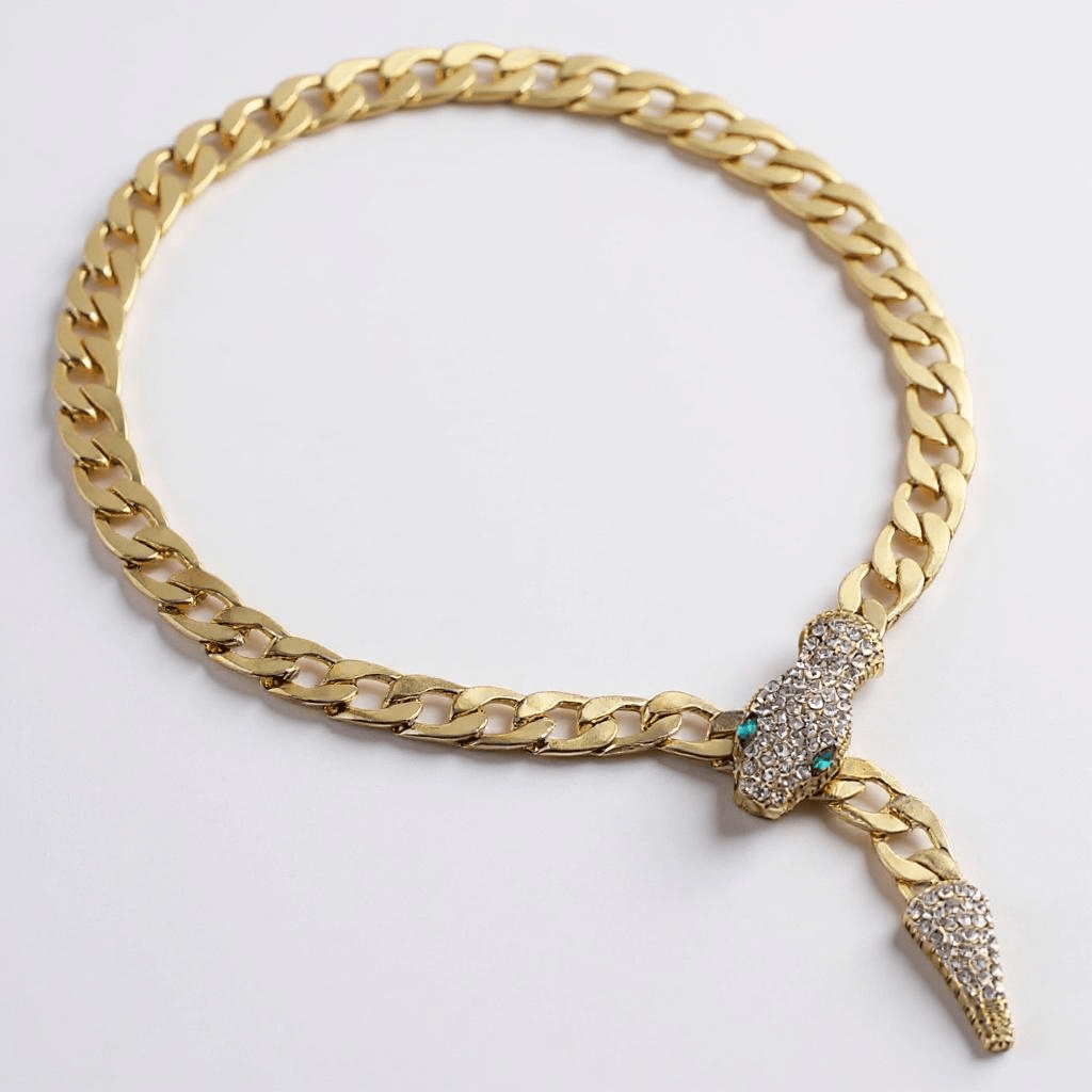 Snake Charmer Gold Chain Statement Necklace - Necklace
