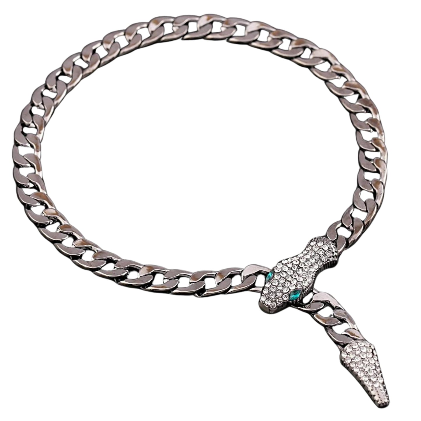 Snake Charmer Gunmetal Chain Statement Necklace - Necklace