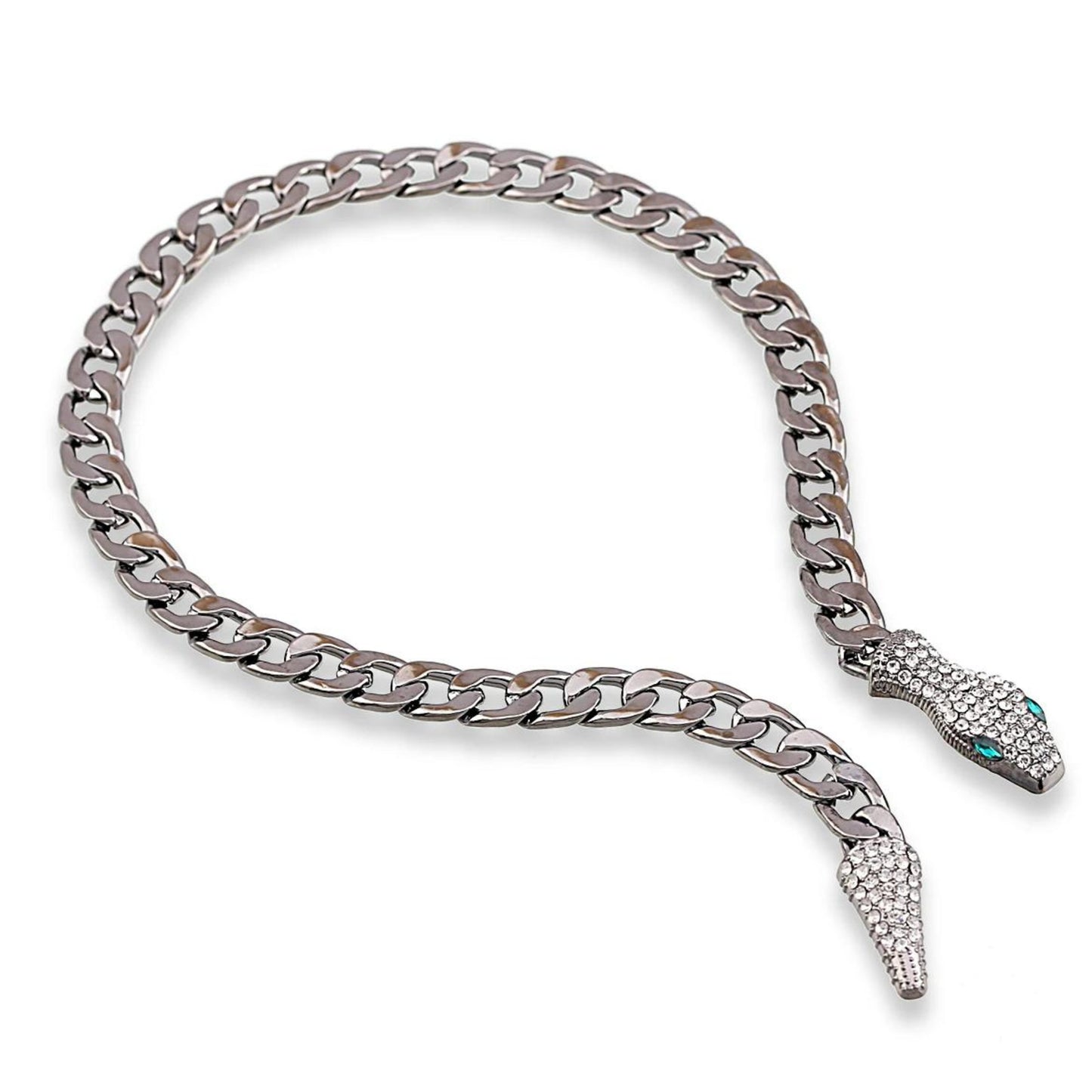 Snake Charmer Gunmetal Chain Statement Necklace - Necklace