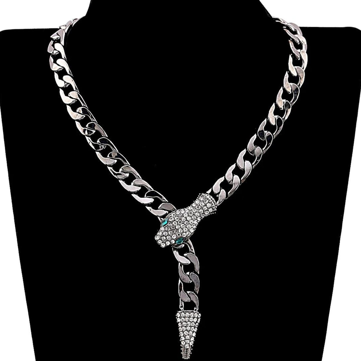 Snake Charmer Gunmetal Chain Statement Necklace - Necklace