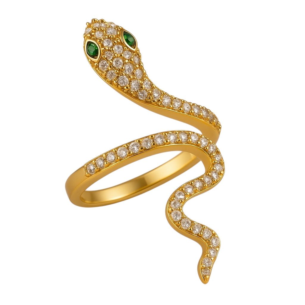 Snake Gold Sparkles Adjustable Ring - Ring