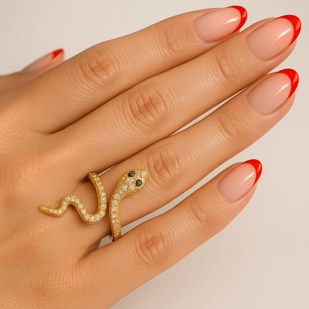 Snake Gold Sparkles Adjustable Ring - Ring