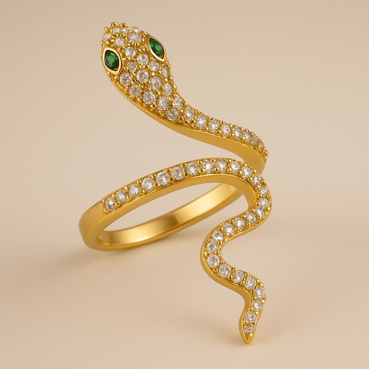 Snake Gold Sparkles Adjustable Ring - Ring
