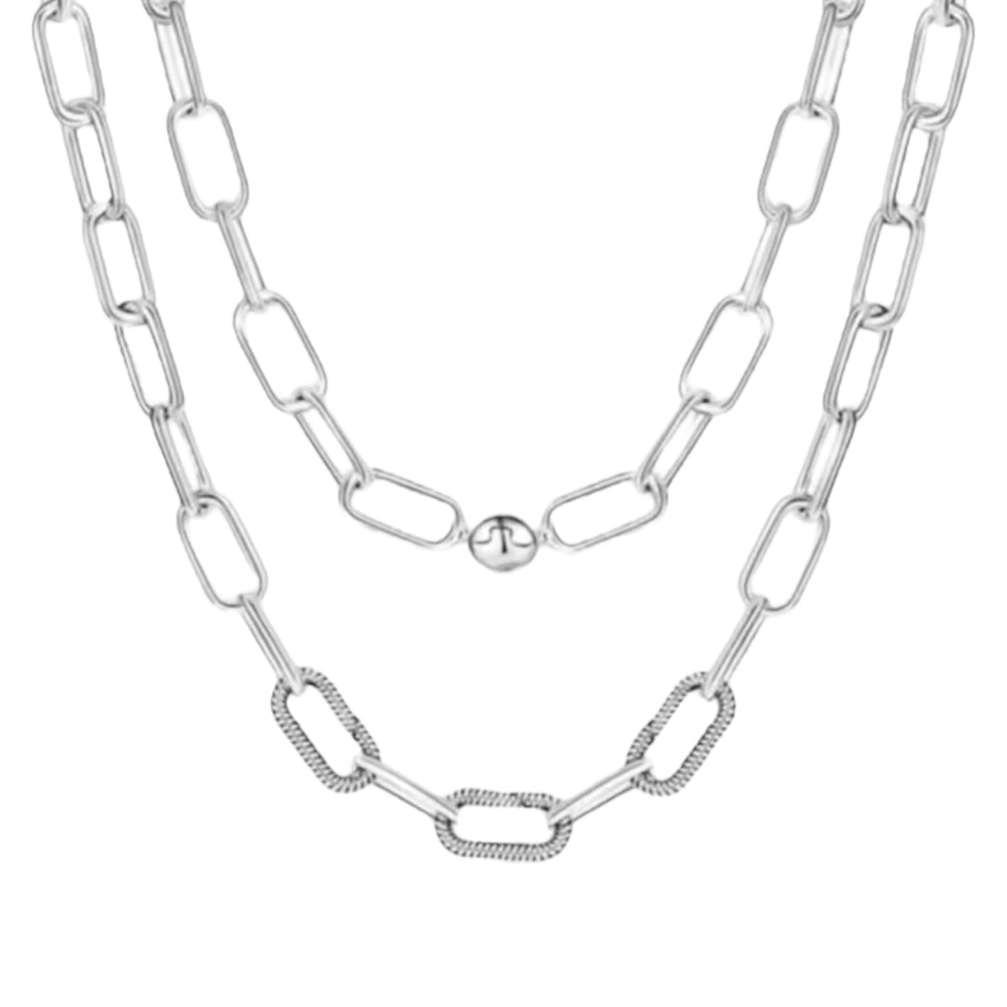 Sterling Silver 925 Paperclip Chain Necklace -