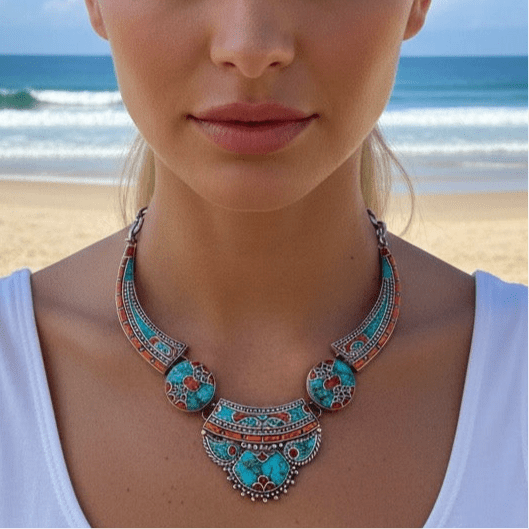 Sterling Silver and Turquoise Udaipur Necklace -
