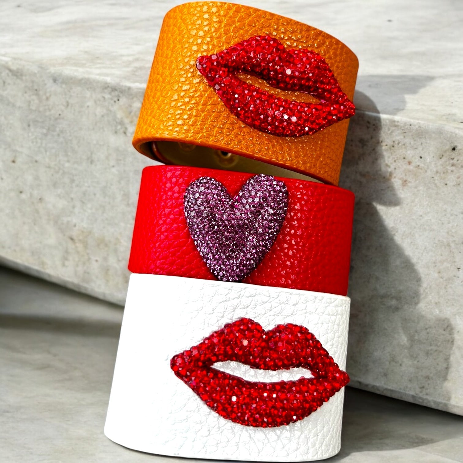 Suck My Kiss Leather Cuff (More Colours) - Bracelet