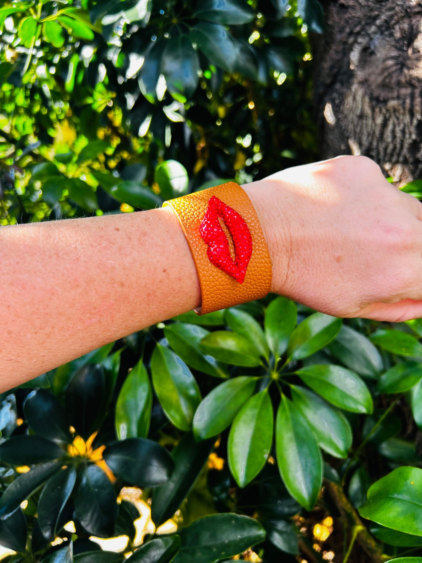 Suck My Kiss Leather Cuff (More Colours) - Bracelet