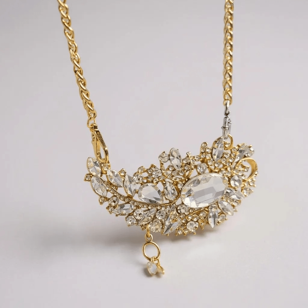 Super Sized Vintage Bespoke Gold Leaf Statement Necklace -