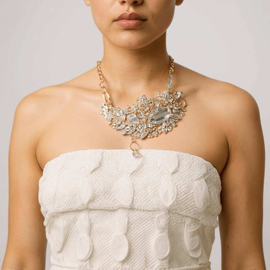 Super Sized Vintage Bespoke Gold Leaf Statement Necklace -
