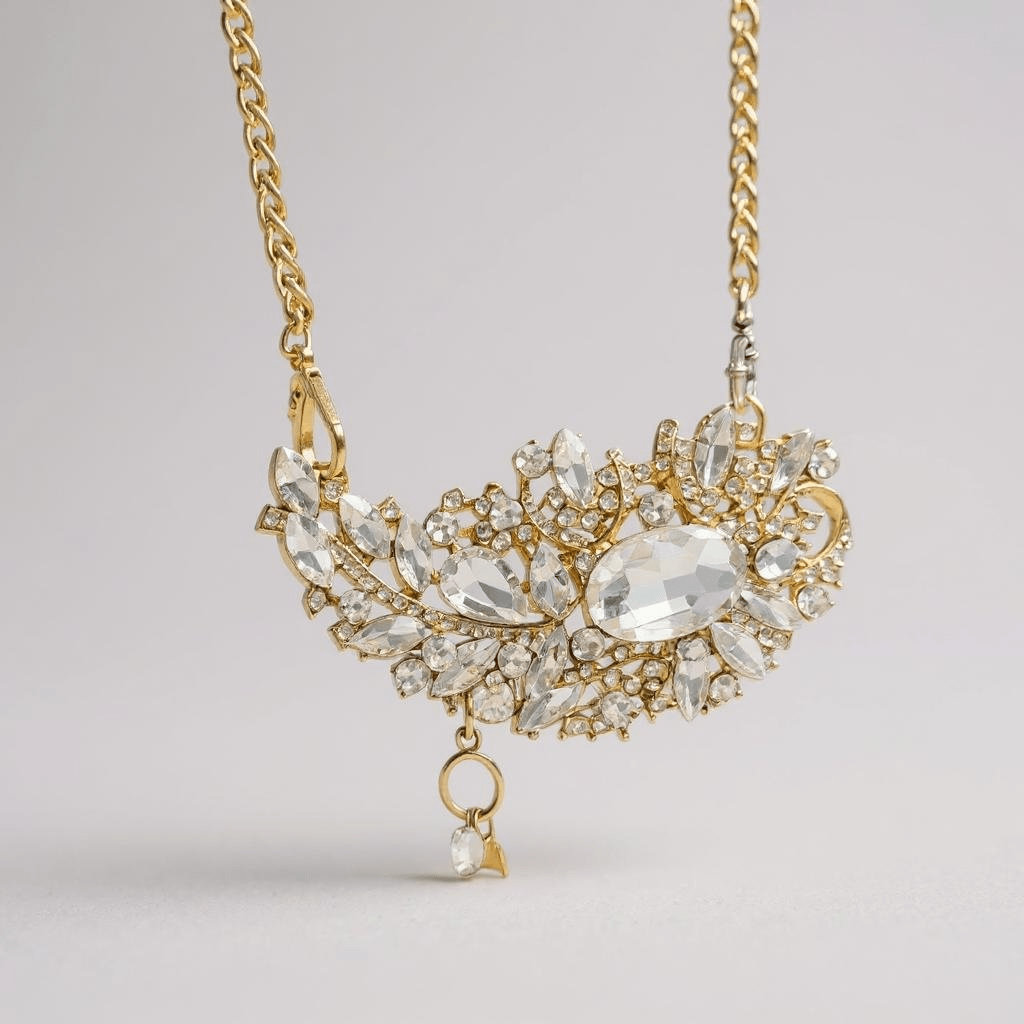 Super Sized Vintage Bespoke Gold Leaf Statement Necklace -