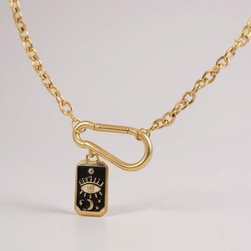 Tarot Card Charm 'Evil Eye' Black and Gold - Charm