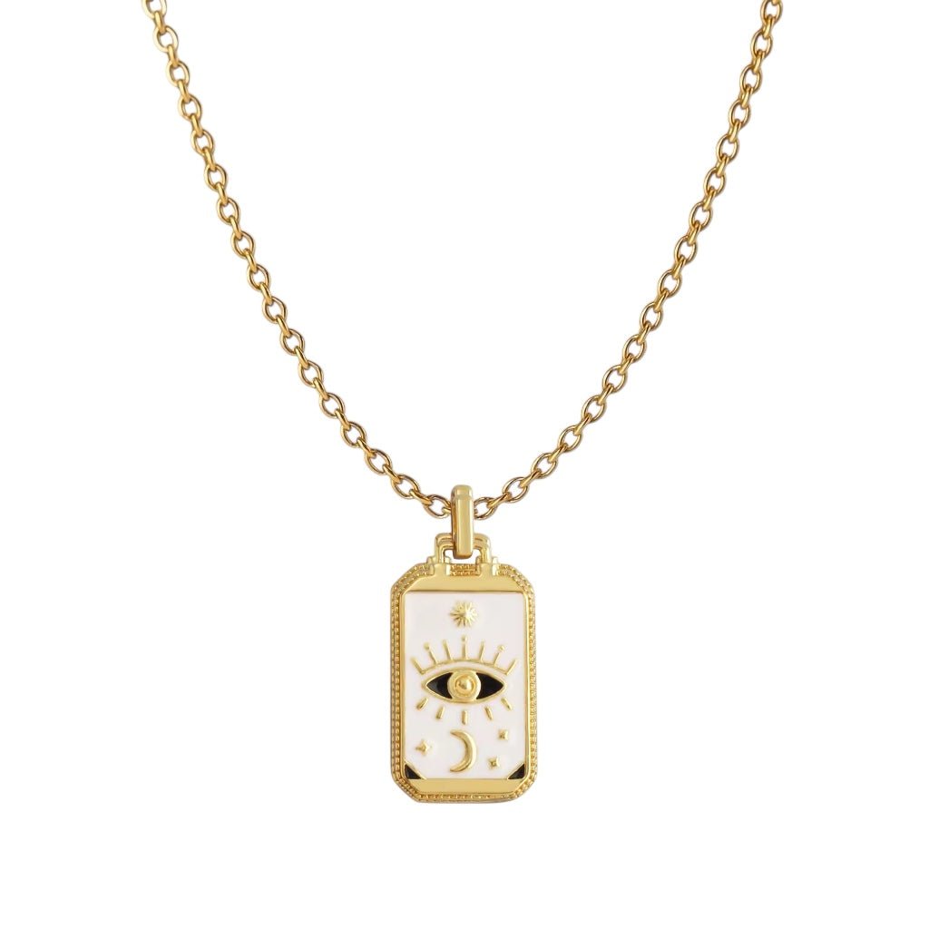 Tarot Card Evil Eye White Necklace - Necklace