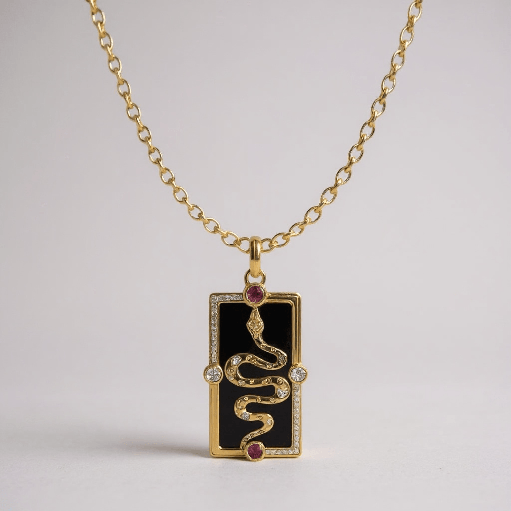 Tarot Snake Gold and Black Necklace - Necklace