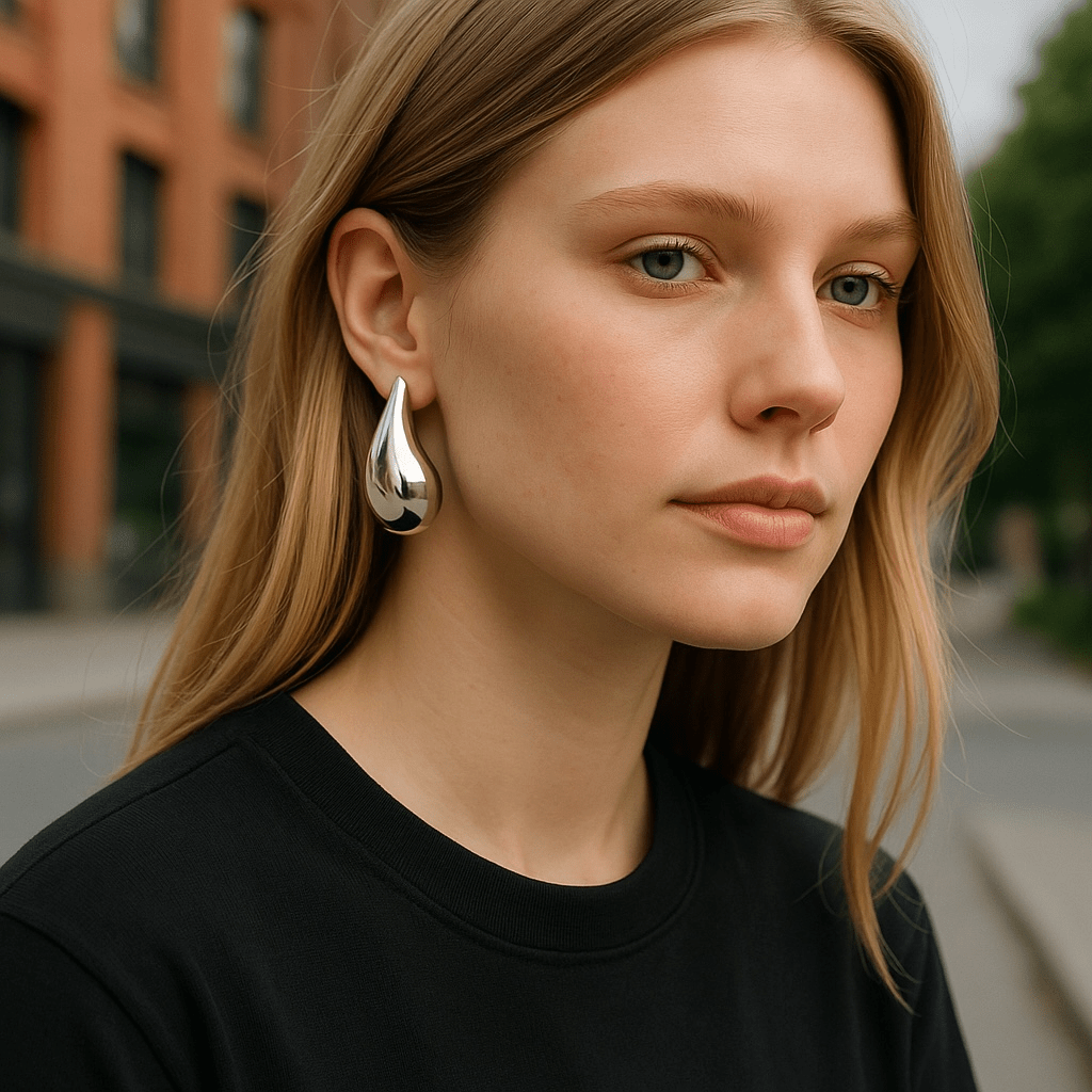 Teardrop Large Silver Earrings - earrings