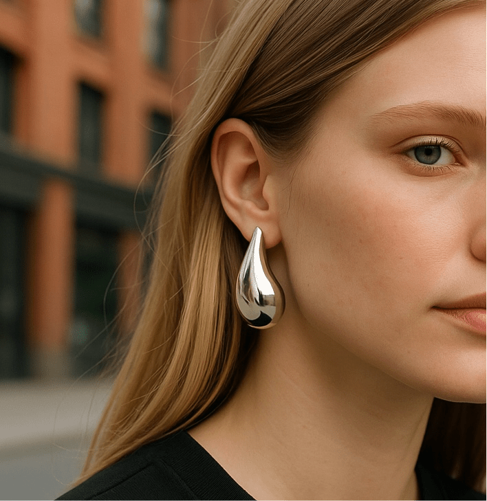 Teardrop Large Silver Earrings - earrings