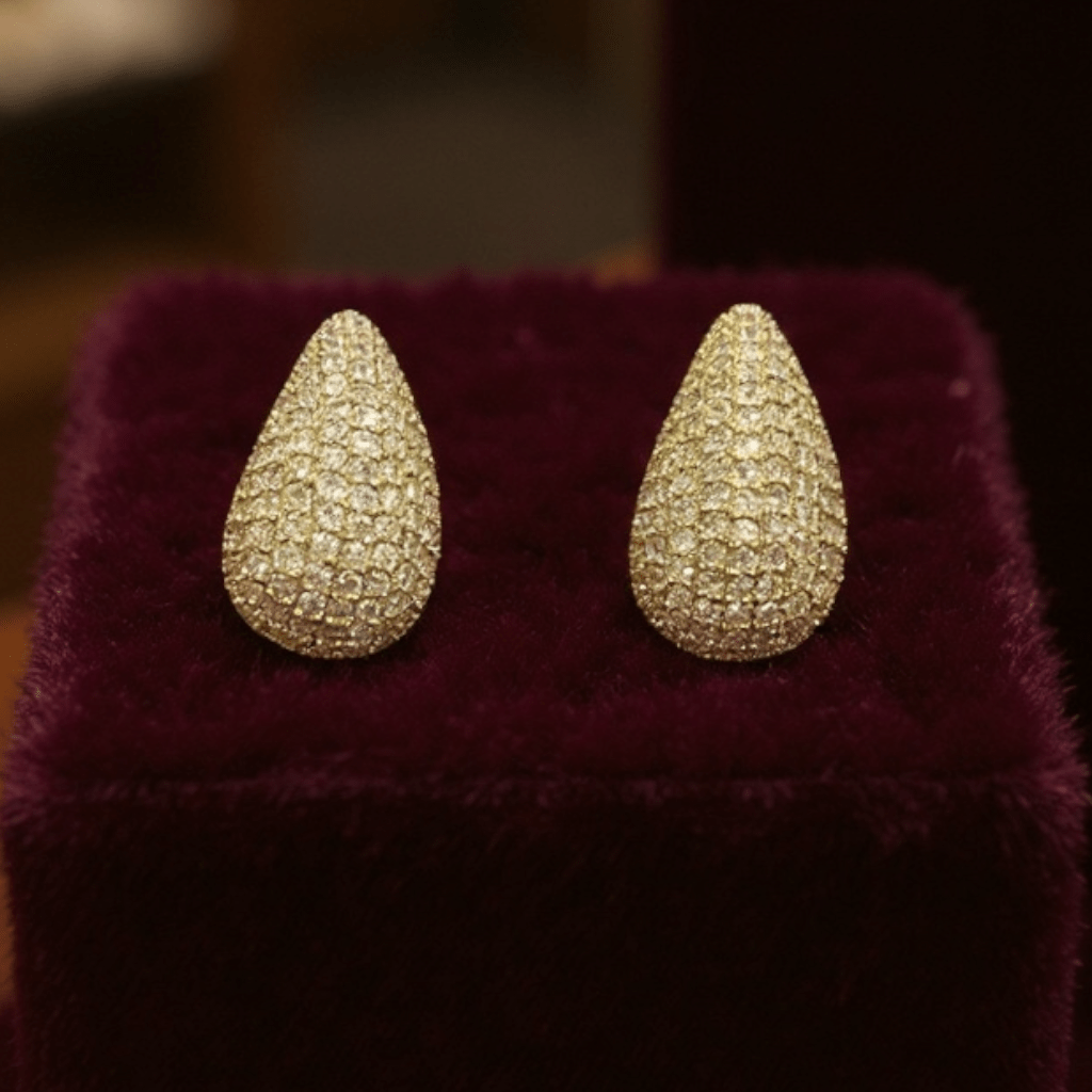 Teardrop Sparkle Earrings Gold - earrings