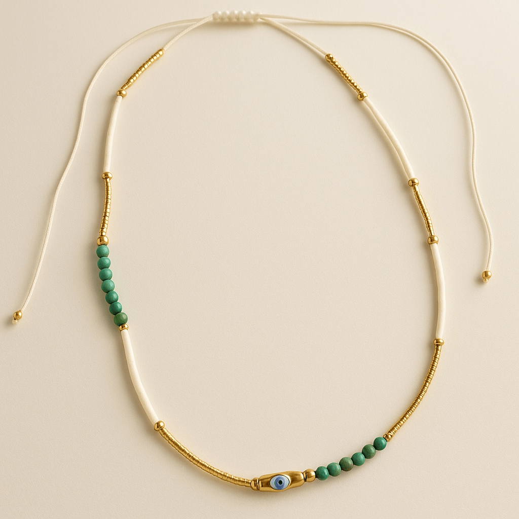 Tiny Dancer Beaded Evil Eye Necklace -