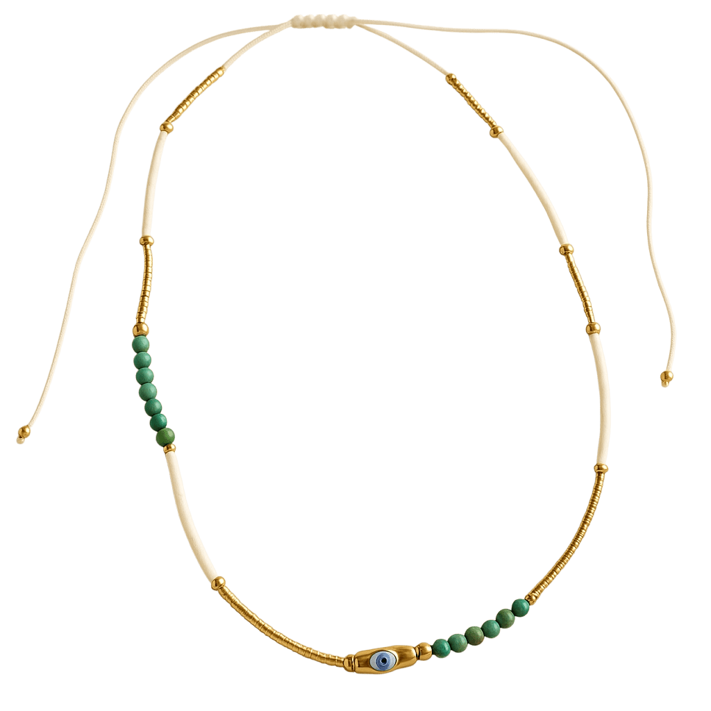 Tiny Dancer Beaded Evil Eye Necklace -