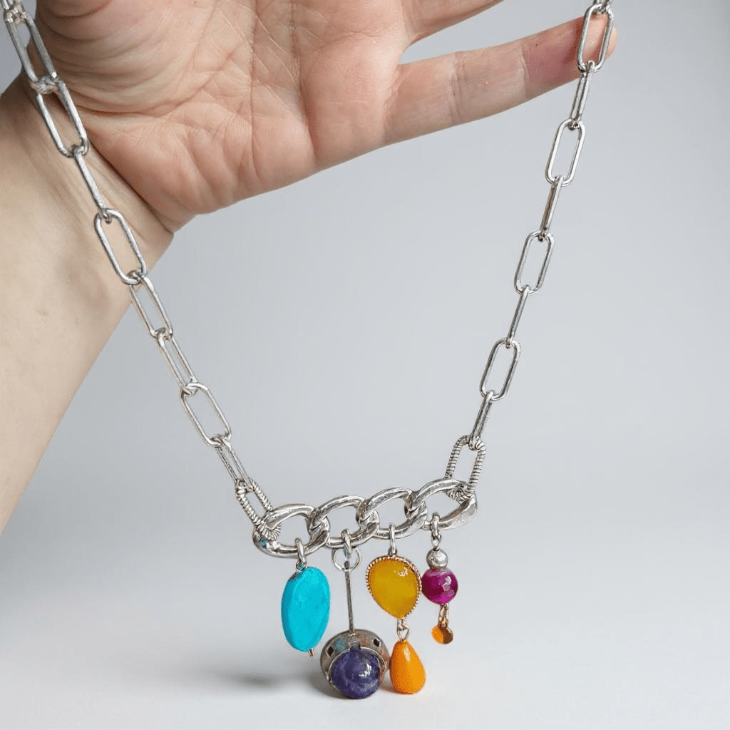 Treasure Chest Vintage Bespoke 925 Sterling Silver Necklace Brooch -