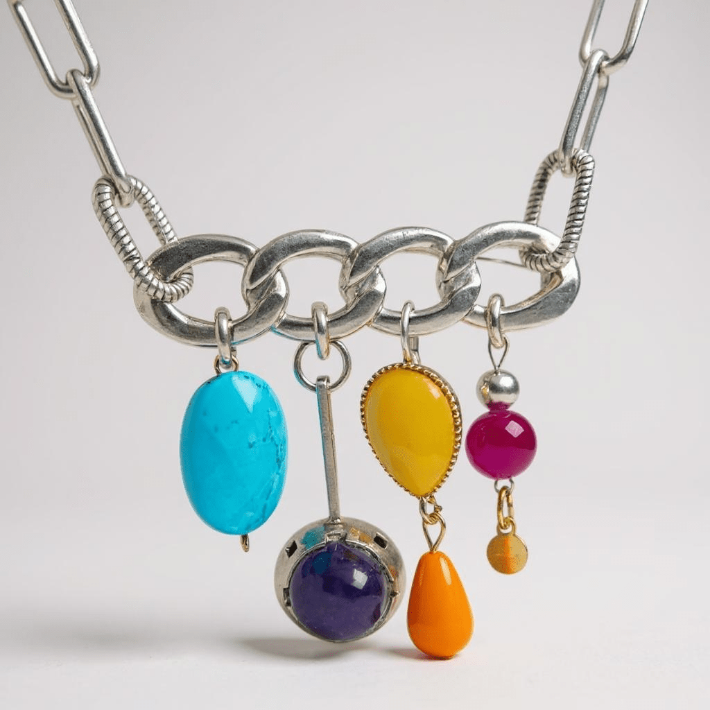 Treasure Chest Vintage Bespoke 925 Sterling Silver Necklace Brooch -