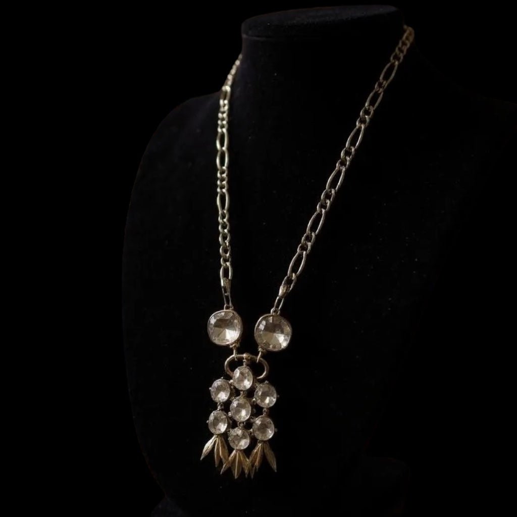 Vintage Bespoke Antique Gold and Sterling Silver Statement Long Necklace - Necklace