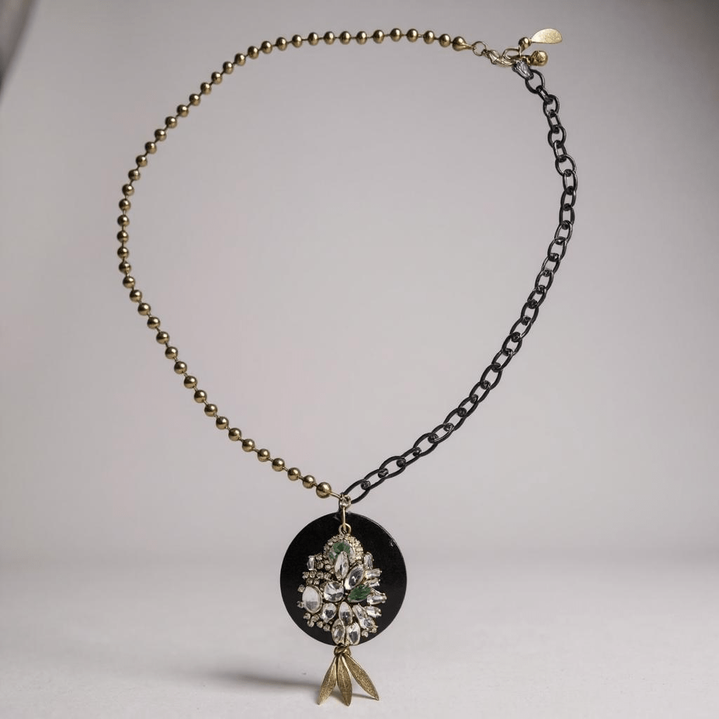 Vintage Bespoke Black Cluster Necklace One of One -